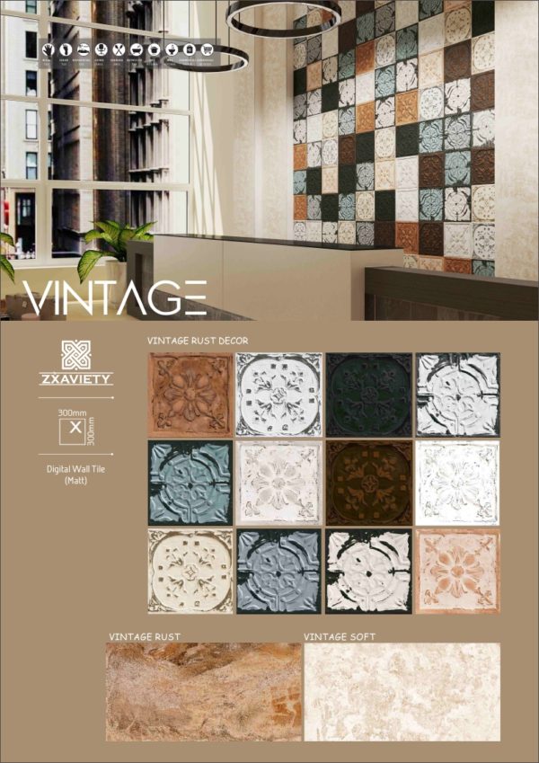 Vintage Print Digital wall tile